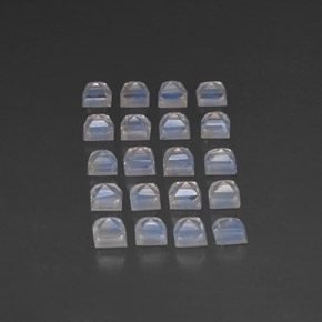 Pedras preciosas de pedra da lua arco-íris branco natural de 3,89 ct, quadrado, transparente