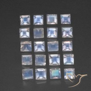 Pedras preciosas de Pedra da Lua Arco-Íris Branco azulado natural de 3.10 ct, Quadrado, Transparente