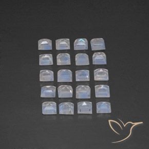 Pedras preciosas de Pedra da Lua Arco-Íris Branco azulado natural de 3.24 ct, Quadrado, Transparente