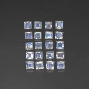 Pedras preciosas de pedra da lua arco-íris branco natural de 2,11 ct, quadrado, transparente