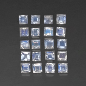 Pedras preciosas de pedra da lua arco-íris branco natural de 2,11 ct, quadrado, transparente