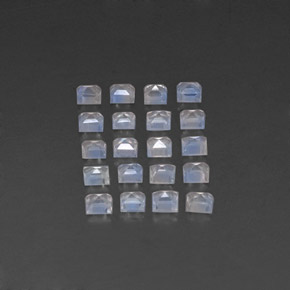 Pedras preciosas de pedra da lua arco-íris branco natural de 2,11 ct, quadrado, transparente