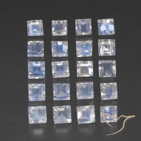Pedras preciosas de Pedra da Lua Arco-Íris Branco azulado natural de 3.69 ct, Quadrado, Transparente