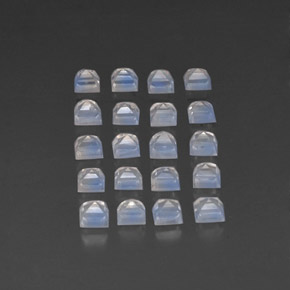 Pedras preciosas de pedra da lua arco-íris branco natural de 3,80 ct, quadrado, transparente