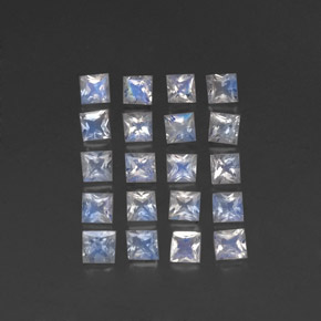 Pedras preciosas de pedra da lua arco-íris branco natural de  ct, quadrado, transparente