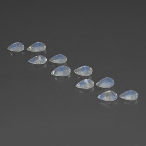 Pedras preciosas de pedra da lua arco-íris branco natural de  ct, formato de pêra, transparente