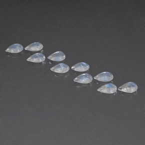 Pedras preciosas de pedra da lua arco-íris branco natural de  ct, formato de pêra, transparente