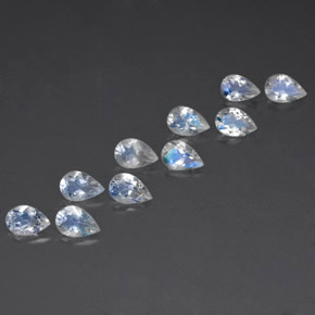 Pedras preciosas de pedra da lua arco-íris branco natural de  ct, formato de pêra, transparente