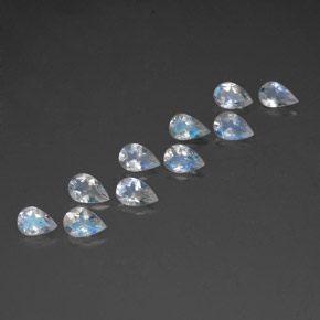 Pedras preciosas de pedra da lua arco-íris branco natural de  ct, formato de pêra, transparente