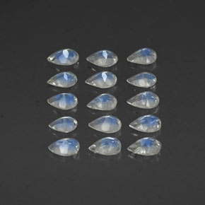 Pedras preciosas de pedra da lua arco-íris branco natural de  ct, formato de pêra, transparente