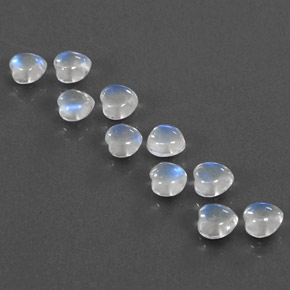 Pedras preciosas de pedra da lua arco-íris branco natural de  ct, formato de coração, transparente