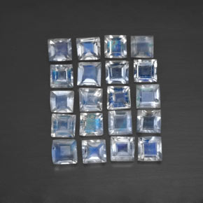 Pedras preciosas de pedra da lua arco-íris branco natural de 2,03 ct, quadrado, transparente