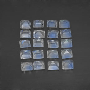 Pedras preciosas de pedra da lua arco-íris branco natural de 2,03 ct, quadrado, transparente