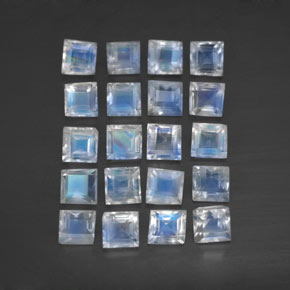 Pedras preciosas de pedra da lua arco-íris branco natural de 2,88 ct, quadrado, transparente