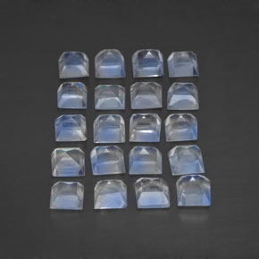 Pedras preciosas de pedra da lua arco-íris branco natural de 2,88 ct, quadrado, transparente
