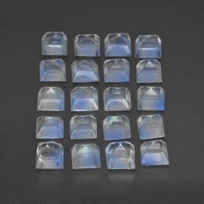 Pedras preciosas de pedra da lua arco-íris azul natural de 3,30 ct, quadrado, transparente