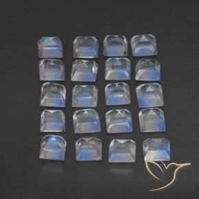 Pedras preciosas de Pedra da Lua Arco-Íris Branco azulado natural de 3.03 ct, Quadrado, Transparente