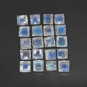 Pedras preciosas de pedra da lua arco-íris branco natural de 2,61 ct, quadrado, transparente