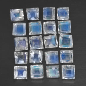Pedras preciosas de pedra da lua arco-íris branco natural de 2,61 ct, quadrado, transparente