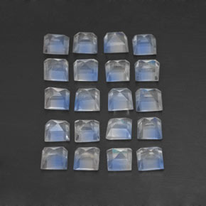Pedras preciosas de pedra da lua arco-íris branco natural de 2,61 ct, quadrado, transparente