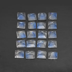 Pedras preciosas de pedra da lua arco-íris branco natural de  ct, quadrado, transparente