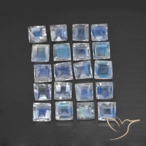 Pedras preciosas de Pedra da Lua Arco-íris Branco azulado natural de 2.48 ct, Quadrado, Transparente