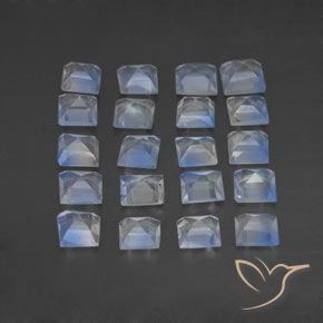 Pedras preciosas de Pedra da Lua Arco-íris Branco azulado natural de 2.48 ct, Quadrado, Transparente