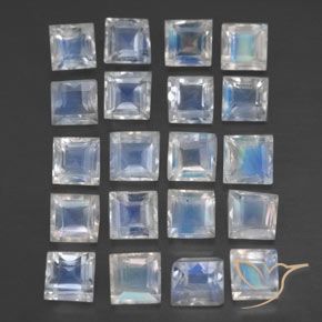 Pedras preciosas de Pedra da Lua Arco-Íris Branco azulado natural de 2.65 ct, Quadrado, Transparente