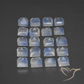 Pedras preciosas de Pedra da Lua Arco-Íris Branco azulado natural de 2.65 ct, Quadrado, Transparente