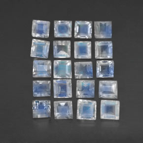 Pedras preciosas de pedra da lua arco-íris branco natural de 3,28 ct, quadrado, transparente