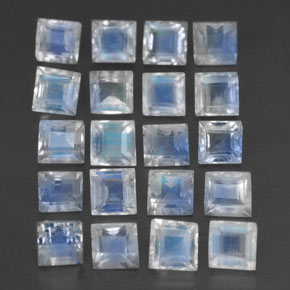 Pedras preciosas de pedra da lua arco-íris branco natural de 3,28 ct, quadrado, transparente