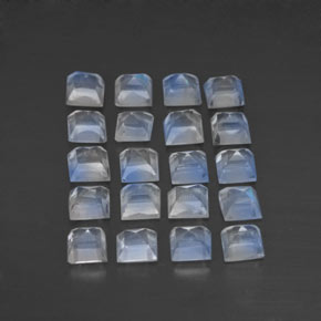 Pedras preciosas de pedra da lua arco-íris branco natural de 3,28 ct, quadrado, transparente