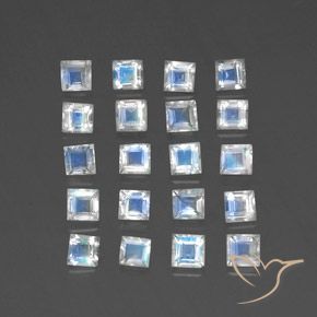 Pedras preciosas de Pedra da Lua Arco-Íris Branco azulado natural de 2.85 ct, Quadrado, Transparente