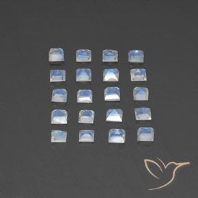 Pedras preciosas de Pedra da Lua Arco-Íris Branco azulado natural de 2.85 ct, Quadrado, Transparente