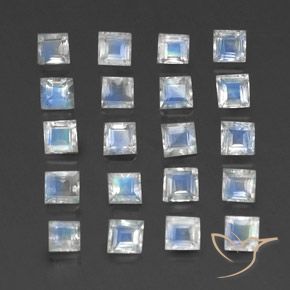 Pedras preciosas de Pedra da Lua Arco-Íris Branco azulado natural de 3.01 ct, Quadrado, Transparente