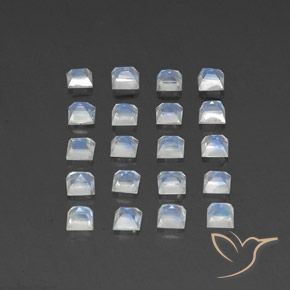 Pedras preciosas de Pedra da Lua Arco-Íris Branco azulado natural de 3.01 ct, Quadrado, Transparente
