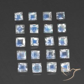 Pedras preciosas de Pedra da Lua Arco-Íris Branco azulado natural de 2.95 ct, Quadrado, Transparente