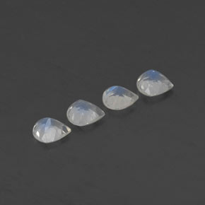 Pedras preciosas de pedra da lua arco-íris branco azulado natural de 1,33 ct, formato de pêra, transparente