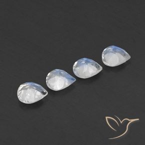 Pedras preciosas de Pedra da Lua Arco-Íris Branco azulado natural de 1.36 ct, Formato de pêra, Transparente