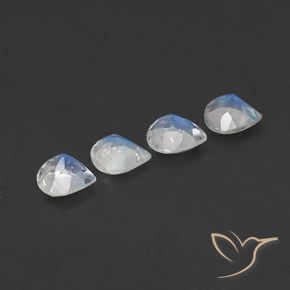 Pedras preciosas de Pedra da Lua Arco-Íris Branco azulado natural de 1.35 ct, Formato de pêra, Transparente