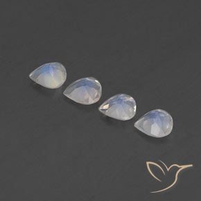Pedras preciosas de Pedra da Lua Arco-Íris Branco azulado natural de 1.37 ct, Formato de pêra, Transparente