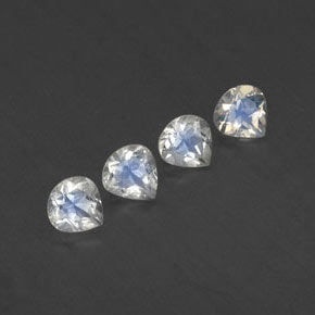 Pedras preciosas de pedra da lua arco-íris branco natural de 1,65 ct, formato de pêra, transparente