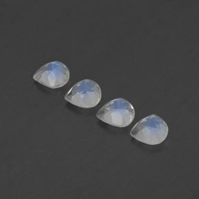 Pedras preciosas de pedra da lua arco-íris branco natural de 1,65 ct, formato de pêra, transparente
