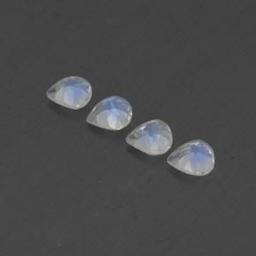 Pedras preciosas de pedra da lua arco-íris branco natural de 1,32 ct, formato de pêra, transparente