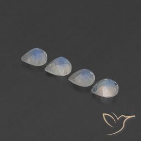 Pedras preciosas de Pedra da Lua Arco-Íris Branco azulado natural de 1.48 ct, Formato de pêra, Transparente