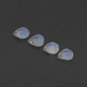 Pedras preciosas de pedra da lua arco-íris branco natural de 1,40 ct, formato de pêra, transparente