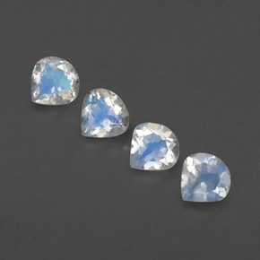 Pedras preciosas de pedra da lua arco-íris branco natural de 1,50 ct, formato de pêra, transparente