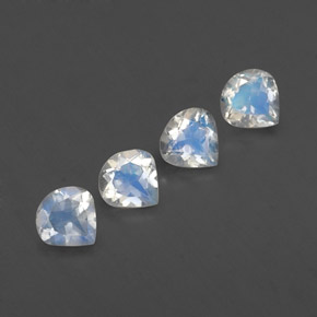 Pedras preciosas de pedra da lua arco-íris branco natural de 1,50 ct, formato de pêra, transparente