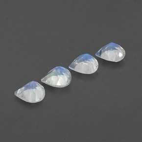 Pedras preciosas de pedra da lua arco-íris branco natural de 1,49 ct, formato de pêra, transparente