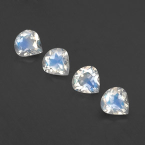 Pedras preciosas de pedra da lua arco-íris branco natural de 1,51 ct, formato de pêra, transparente